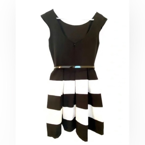TIANA B. Black and White Stripe Tank Dress - Picture 4 of 7